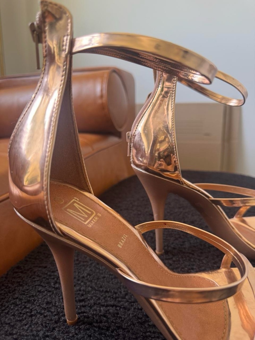 Gorgeous šMetallic Copper Strappy Stiletto Sandals - Picture 2 of 6